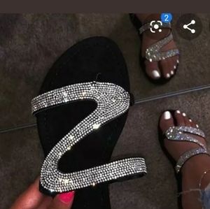Women's rhinestone bling sandals slip on